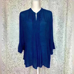 Blue soft polylinen blouse
